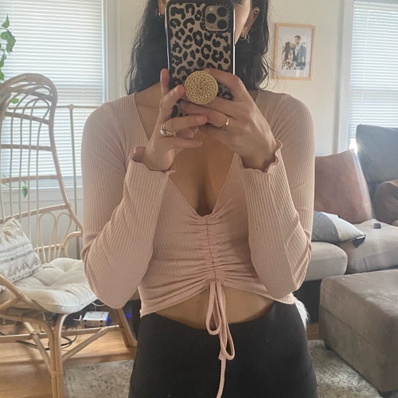 White Fox Boutique Long Sleeve Ribbed Top - Picture 3 of 4